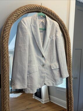 Light Gray Linen Blend Blazer - Classic Tailored Jacket